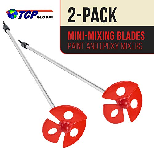 Tcp Global Paint, Epoxy Resin, Mud Power Mixer Blade Drill Tool For Mixing Quarts And Gallons (2 Pack) - 10" Long, 1/4" Round Drill Shaft, 2.5" Plastic Paddles - Stirring Cans, Buckets, Pails And Cups #TOP1