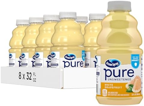 Ocean Spray® Pure Unsweetened White Grapefruit, 100% White Grapefruit Juice, 32 Fl Oz Bottle, (Pack of 8)
