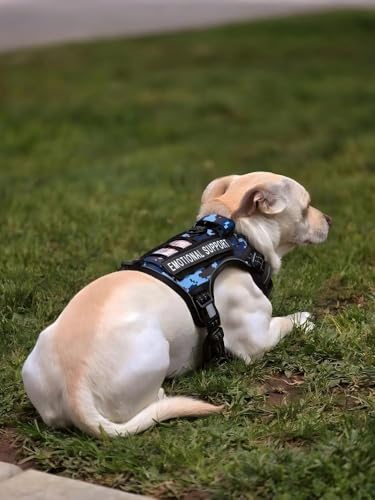 Image of Auroth Tactical Dog Training Harness No Pulling Front Clip Leash Adhesion Reflective K9 Pet Working Vest Easy Control for Small Medium Large Dogs Blue Camo M