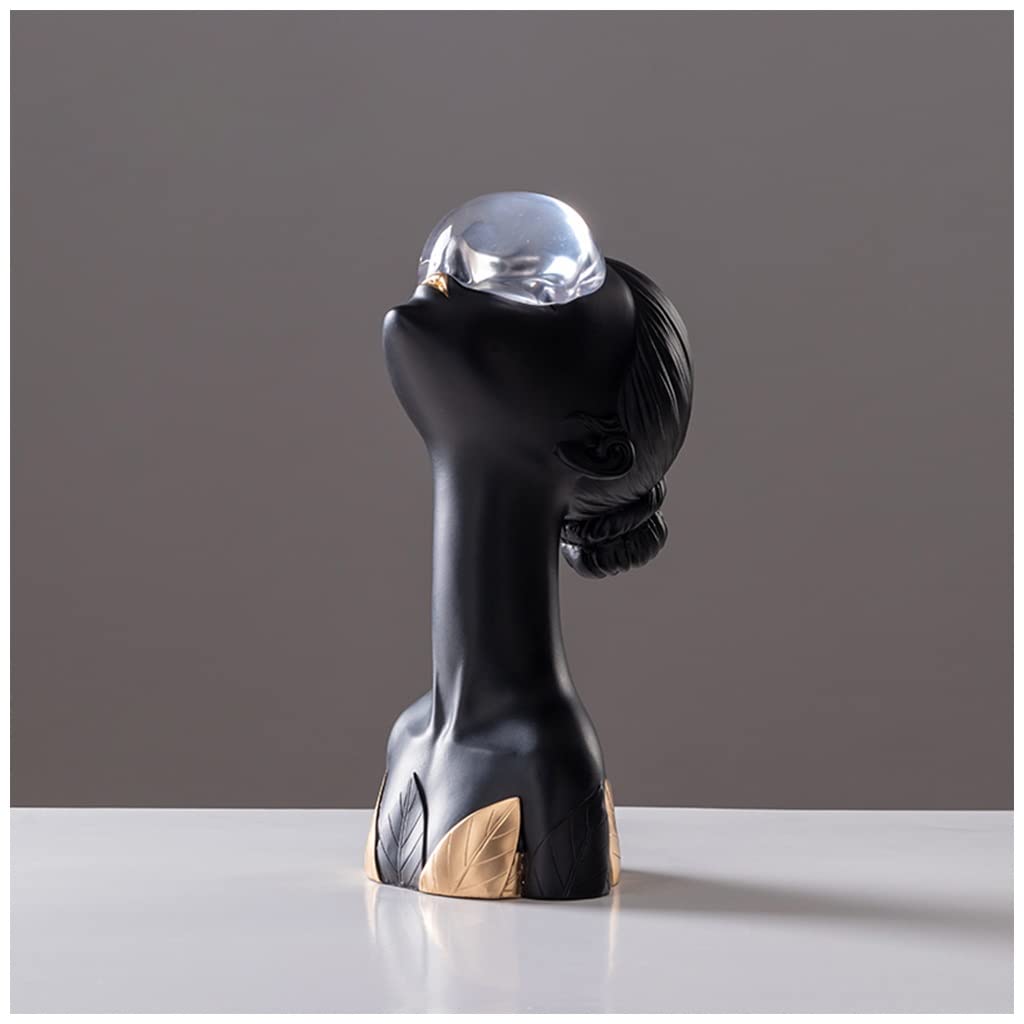 GHKryD statue, Resin Woman Collectible Figurines Shelf Decor Accents Living Room, Centerpiece Table Decorations(Black)
