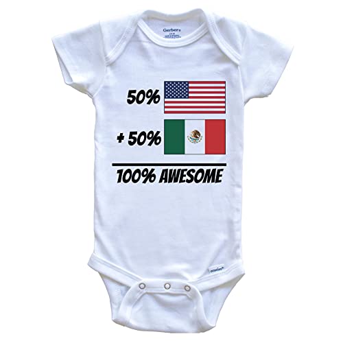 Image of 50% American Plus 50% Mexican Equals 100% Awesome Cute Mexico Flag One Piece Baby Bodysuit