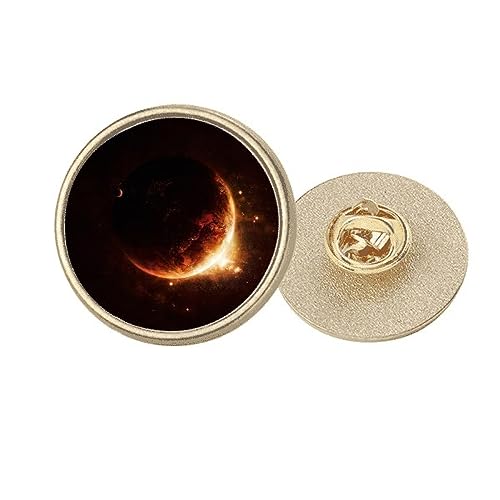 Broche ronde métal doré motif univers brillant taille M clip élégant