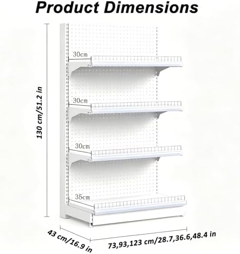 4-Tier Heavy Duty Gondola Shelving Unit, Adjustable Retail Display Rack for Grocery, Pharmacy, Market - Gray, 28.7"x16.9"x63.0" - Durable Store Shelf Solution