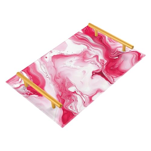 Marble Texture Valentine's Decorative Breakfast Tray with Handles Long Serving Tray for Jewelry Perfume for Decorative Food bandeja para desayuno sorpresa