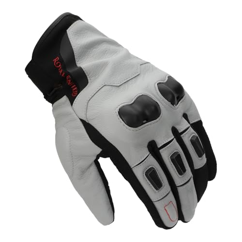 Image of Royal Enfield PHOENIX GLOVES | Leather & Microsuede Hybrid | TPR Knuckle Protection | Perforated Ventilation | Touchscreen Ready | Reinforced Palm Grip | Neoprene Anti-Chafing Cuff BLACK S