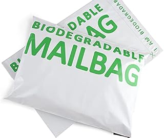 50x Biodegradable Mail Bags Parcel 10"x14" Postage Poly Mailing Bags Eco Environmentally Friendly Large Self Seal Bags White 25.5x35.5cm - Pack of 50