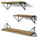 SRIWATANA Floating Shelves Wall Mounted Set of 3, Rustic Wood Wall Mount Shelves for Bedroom, Bathroom, Living Room, Kitchen(Carbonized Black)