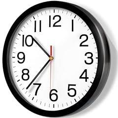 Retoo Orologio da parete, analogico, silenzioso, rotondo, alimentato a batteria, adatto per cucina, soggiorno, ufficio, ingresso, 20 cm, nero