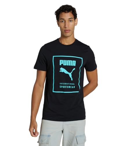 Image of Puma Men's Cotton Essential Box Graphic Print Slim Fit Tees