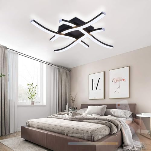 Lámpara de techo LED regulable con mando negro de aluminio salón