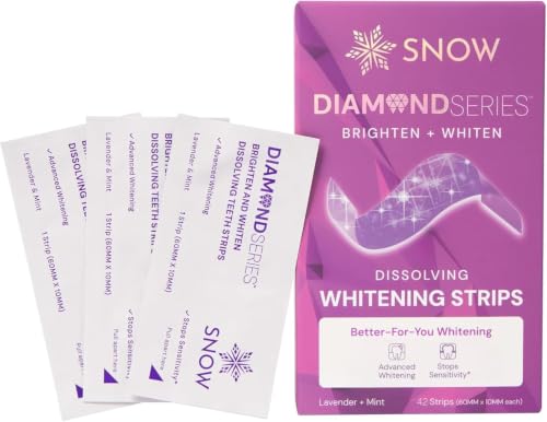 SNOW Teeth Whitening + Brightening Strips 42 Count - Dissolving Formula with Hydroxyapatite - Instant Brightening Color-Correcting Purple - Sensitive Teeth - Flouride Free