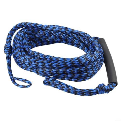 Corde de remorquage pour bateau, 18,3 m 3K pour ligne tressée, corde de remorquage flottante pour genouillère, poignée en mousse haute visibilité, résistante à l'usure pour 1 à 3 conducteurs (bleu