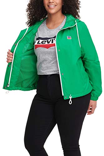 Levi's Women's Plus Retro Hooded Rain Windbreaker Jacket (Standard & Plus Sizes), Green, 1X #TOP3