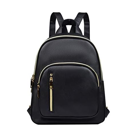 YANAIER Women Leather Backpack Rusksack Ladies Fashion PU Leather Casual Daypack Travel Bag Schoolbags Black Cover