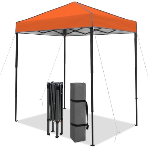 INTER HUT 6x4 Pop Up Canopy Tent, Easy Up Canopy, Orange