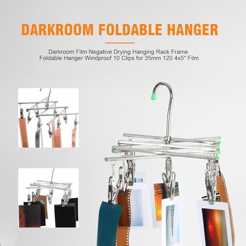 Percha plegable con 10 clips para película para evitar manchas de secado 7