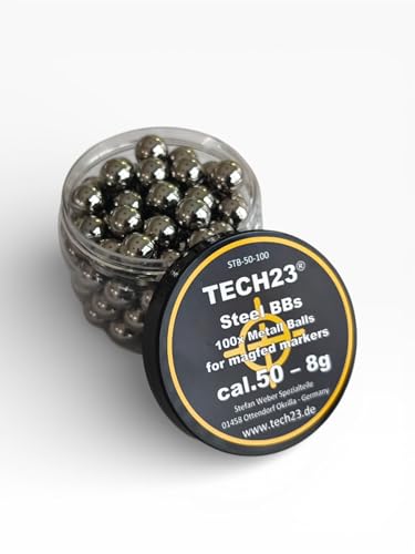 TECH23 100x Steel BBS Cal.50 Stahlkugeln 12 5mm Chromstahlkugeln Ideal für HDR50 HDP50 und Andere Starke T4e Markierer Kaliber 50