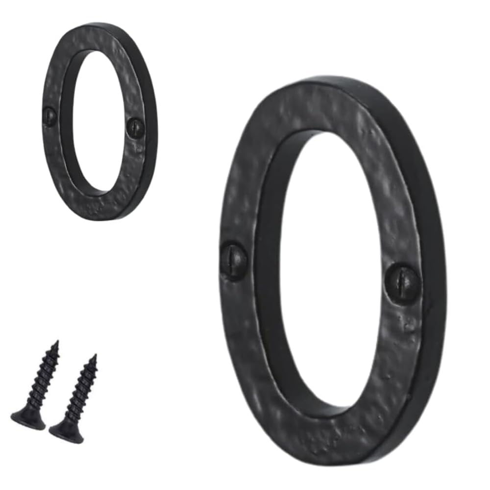 Antique Black Door Numbers Screw On 3 Inch Cast Iron Number 0 Door Number Elegant and Bold Door Numerals Suitable for All Door Types Including Wooden uPVC and Composite.