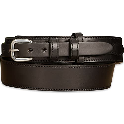 Bullhide Belts Mens Leather Ranger Belt, Heavy-Duty, Genuine Full Grain Stitched Leather Belts 1.50