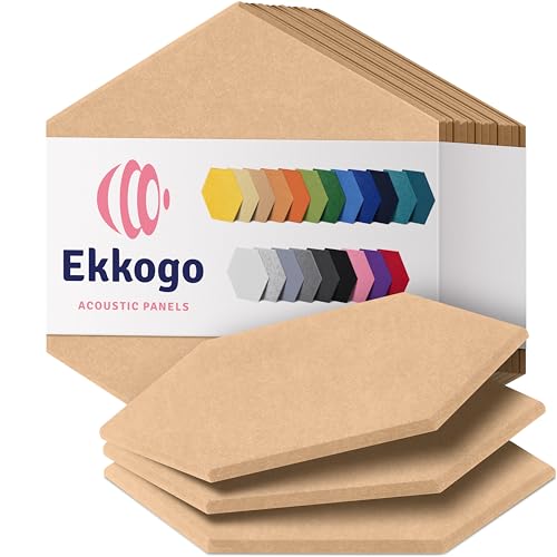 Image of Acoustic Panels 12-Pack Soundproof Wall Panels 12 inchX10.4 inchX0.4 inch Sound Panels High Density Sound Dampening Panels - [Soft Camel Hexagon]