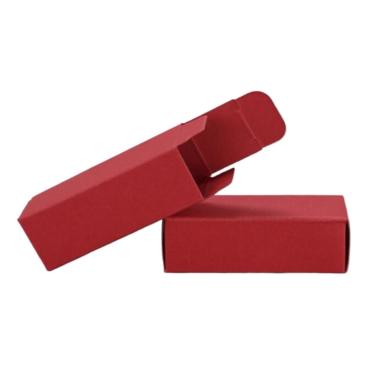 100 scatole di carta kraft rossa, bianca, nera, per rossetti, cosmetici, regali, mini scatole di cartone (rosso, 3,6 x 3,6 x 10 cm)