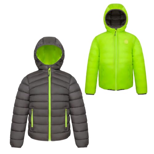 Image of Rokka&Rolla Boys' Reversible Lightweight Water-Resistant Puffer Jacket | Lightweight Breathable Reversible Puffer Makes A Hooded Winter Coat For Boys To Wear During Cold Weather Activity