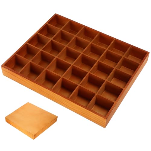 SOESFOUFU Caja Organizadora de Madera Marrón 30 Compartimentos para Maximizar Espacio y Organizar Calcetines, Diseño Elegante Hogar y Escritorio