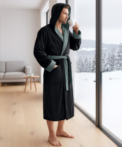 Image of NY Threads Mens Hooded Robe - Plush Long Bathrobes for Men