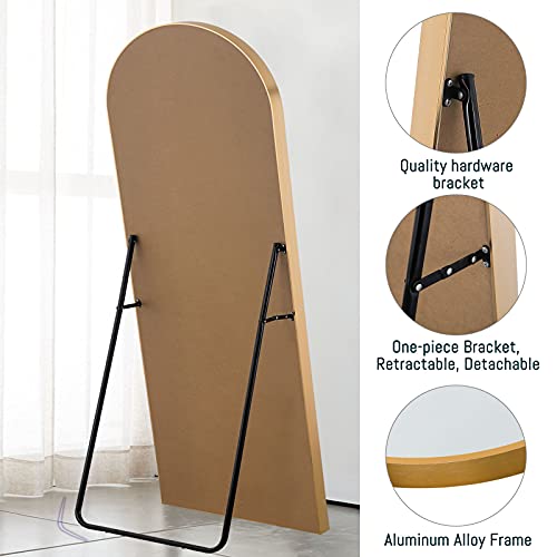 Image of NeuType 71 inchx28 inch Arched Full Length Mirror Large Arched Mirror Floor Mirror with Stand Large Bedroom Mirror Standing or Leaning Against Wall Aluminum Alloy Frame Dressing Mirror, Gold