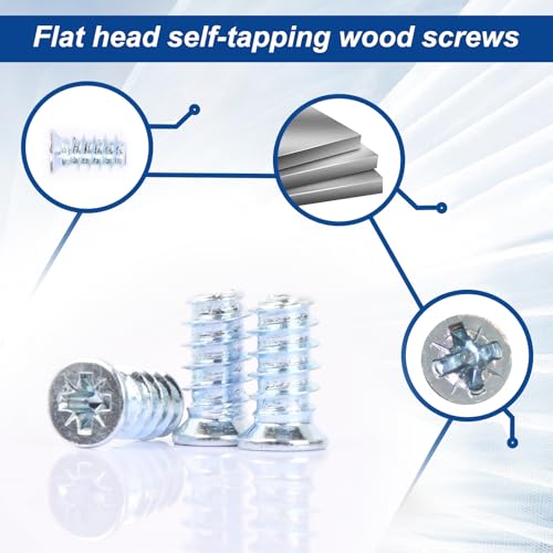 100 Stück Euroschrauben, 6.3 x 13 mm Universalschraube Senkkopf, Kohlenstoffstahl Möbelschrauben, Spezialschraube Senkkopf für Schubladen, Möbel Scharniere, Schubladenschienen