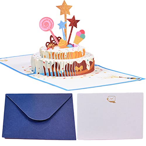 Carte De Voeux De Gâteau d'Anniversaire 3D Carte Gâteau Étoile Carte d'Anniversaire Familiale Carte De Voeux De Gâteau d'Anniversaire 3D Cover