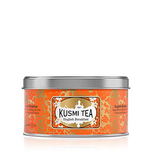 Kusmi Tea - English Breakfast - Traditional Black Tea Blend of Assam Black Tea & Ceylon Black Tea - 4.4oz of All Natural, Premium Loose Leaf Black Tea Blend in Eco-Friendly Metal Tin (50 Servings)