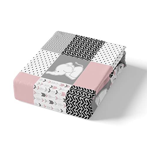 Cute Elephant Bedding Set Twin Size For Kids Boys Bedroom,Wavy Stripes Bed Duvet Cover Set,Pink Grid Stripes Comforter Cover Kawaii Animals Decor 2 Pieces 1 Duvet Cover With 1 Pillowcase No Comforter #TOP3