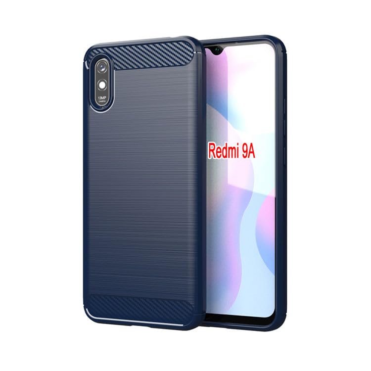 Image of Hybrid Carbon Fiber Back Case for Mi Redmi 9A / Redmi 9i (Blue)