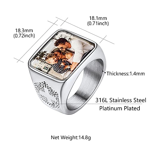 Custom4U Personalized Rings for Men,Photo & Name Engraved Sizes 11 - image 6