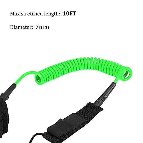 Leeofty 10FT Surf Coiled Leash Prancha Legrope Suave Aço Giratória Surf Perna SUP Paddleboard Corda