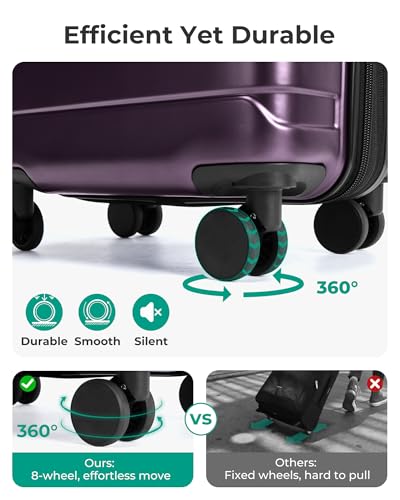 Image of BAGSMART Carry On Luggage 22x14x9 Airline Approved with Spinner Wheels,Lightweight 20 Inch Luggage with TSA Lock,Expandable Hard Shell Carry On Suitcases for Men Women,Purple