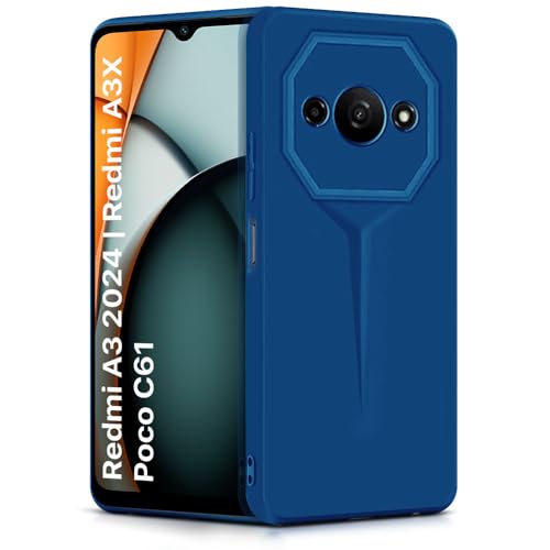 Image of WOW IMAGINE Slim Back Cover for Mi Redmi A3 | Redmi A3X | Poco C61 | Blade Series Ultra Thin Case with Lightweight Design | Camera Protection | Soft Matte Silicone Flexible Mobile Case - Blue