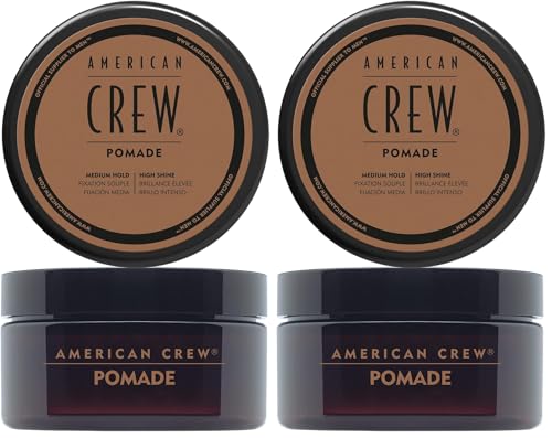 American Crew Pomade with Medium Hold & High Shine, Gifts For Men, For Shape & Control (85g) Water-based Pomade, Hair Styling for Men (Pack of 2)
