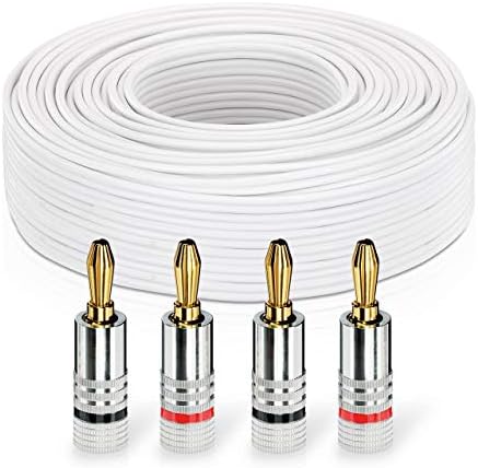 sonero® 25 metrów 2x1,50mm² CCA kabel do głośnika/kabel do głośników, kolor: czerwony/czarny, zestaw zawiera 4 wtyczki bananowe