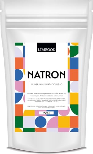Limfood | 900g Natron Pulver, E500ii, Backpulver, Natriumbicarbonat, Lebensmittelqualität, zum Kochen, Backen & Putzen, Natronpulver