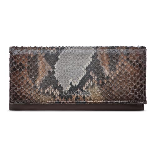 CUADRA | Wallet in Genuine Python and Bovine Leather for Women with Secure Closure BD254PH HONEY
