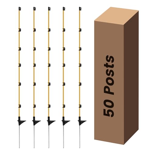 Electric Fence Posts 3/8 x 50 – 50 pcs Portable Weather-Resistant Fiberglass