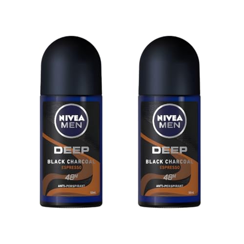 NIVEA MEN DEEP Black Carbon Espresso Anti-Perspirant Roll-On, 50 mL — 72-Hour Odor & Sweat Protection, No Visible Black Residue, Long-Lasting Espresso Scent, Pack Of 2 - image 1