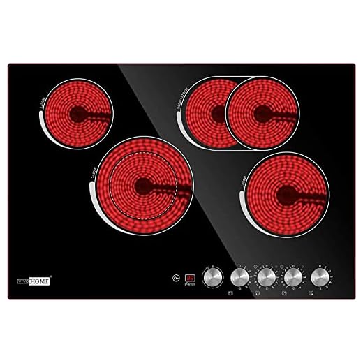 VIVOHOME 30 Inch 4 Burner 7400W Electric Radiant Cooktop, Smoothtop with 5 Heat Setting and 90-min Timer, Black