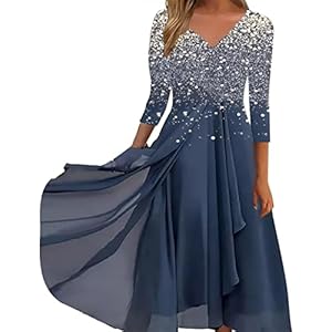 Generic Damen Kleider Spitzenkleid Chiffon Cocktailkleid Festliches Ballkleid Brautjungfernkleider Für Hochzeit Midi Abendkleider, 001 Silber, L