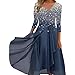 Generic Damen Kleider Spitzenkleid Chiffon Cocktailkleid Festliches Ballkleid Brautjungfernkleider Für Hochzeit Midi Abendkleider, 001 Silber, L