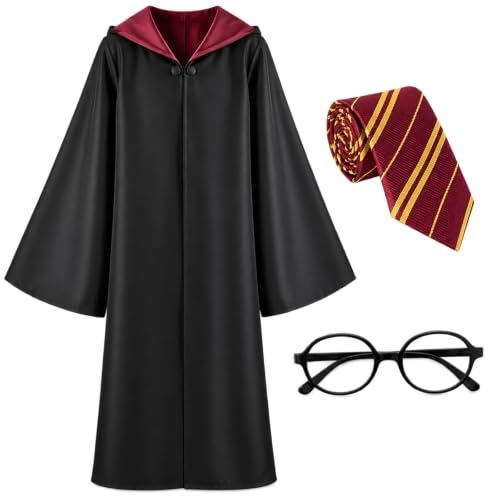 Wizard Costume Set for Kids 8-12, Black Robe & Accessories for Halloween - image 1