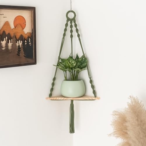 Tapisserie tissée pour angles vides : étagère murale plantes