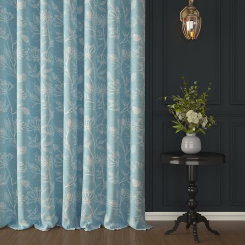 Image of Story@Home Long Door Curtains 9 Feet Long Set of 2 | Floral Printed | Bohemian Cotton Curtain | Light Filtering Curtains for Living Room, Bedroom | (116 X 275 Cm, White & Blue)